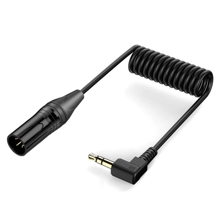 Gold Plated Connector Copper Core Right Angle Coiled Audio Cable, Length: 0.5m, 3.5mm to XLR Male, 3.5mm to XLR Female