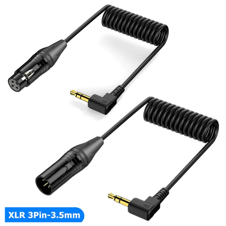 Gold Plated Connector Copper Core Right Angle Coiled Audio Cable, Length: 0.5m, 3.5mm to XLR Male, 3.5mm to XLR Female