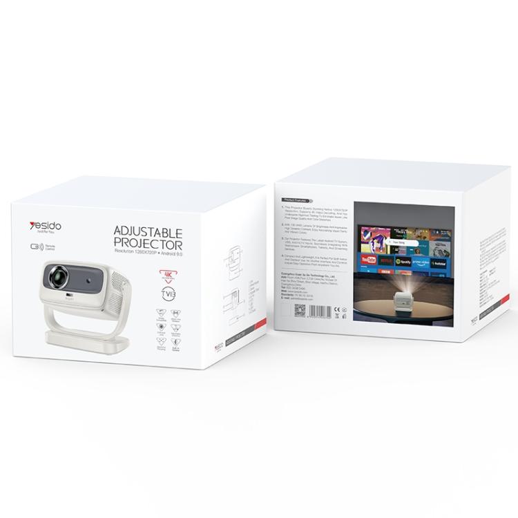 Yesido TV13 1280x720P 190ANSI Android 9.0 Series Smart Projector, EU Plug, UK Plug