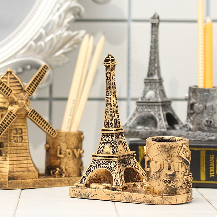 Creative Retro Resin Holland Windmill Pen Container School Stationery Life Office Supplies, Random Color Delivery, Windmill Pen Container