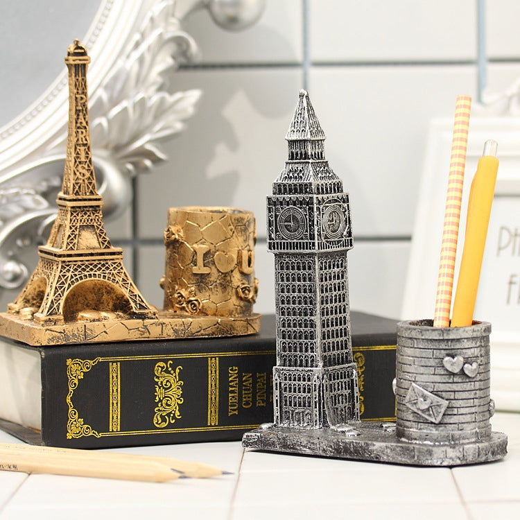 Creative Retro Resin Holland Windmill Pen Container School Stationery Life Office Supplies, Random Color Delivery, Windmill Pen Container