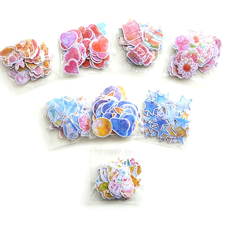 10 Packs Creative Waterproof PVC Sticker DIY Album Diary Watercolor Decorative Sticker, Random Delivery, PVC Sticker