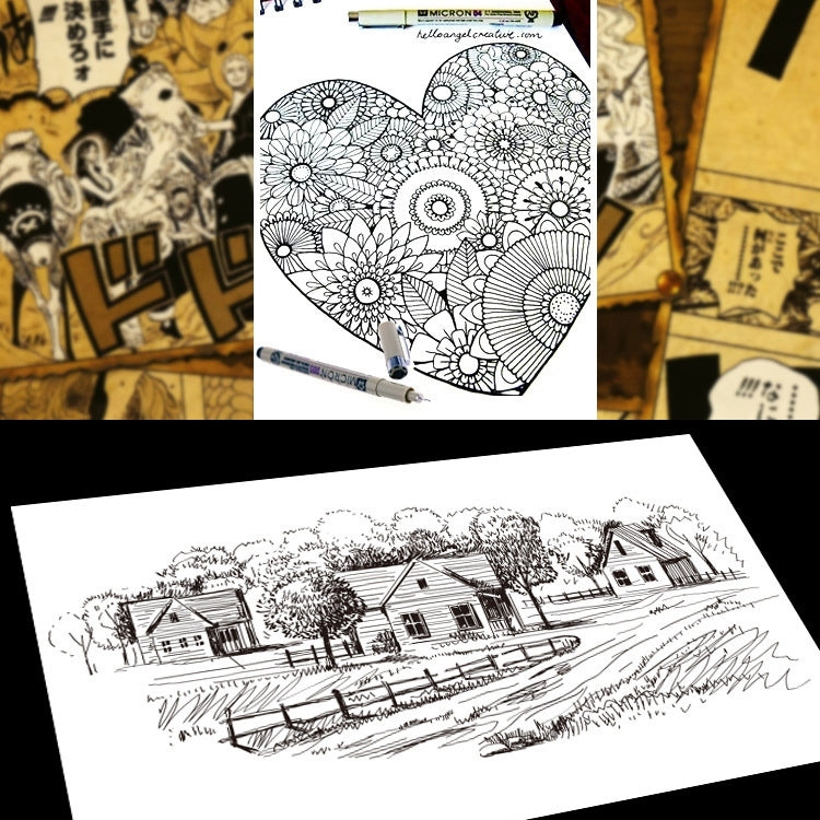 2 PCS Archival Pigment Ink Drawing Fineliner Pens Nib Manga Micron Pen, 0.25mm, 0.3mm, 0.35mm, 0.45mm, 0.5mm