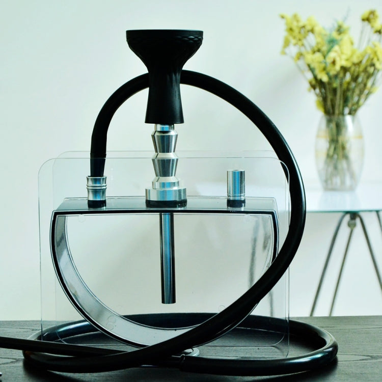 Acrylic Half Round Pot Double Pipe Hookah Set, Half Round Double Pipe