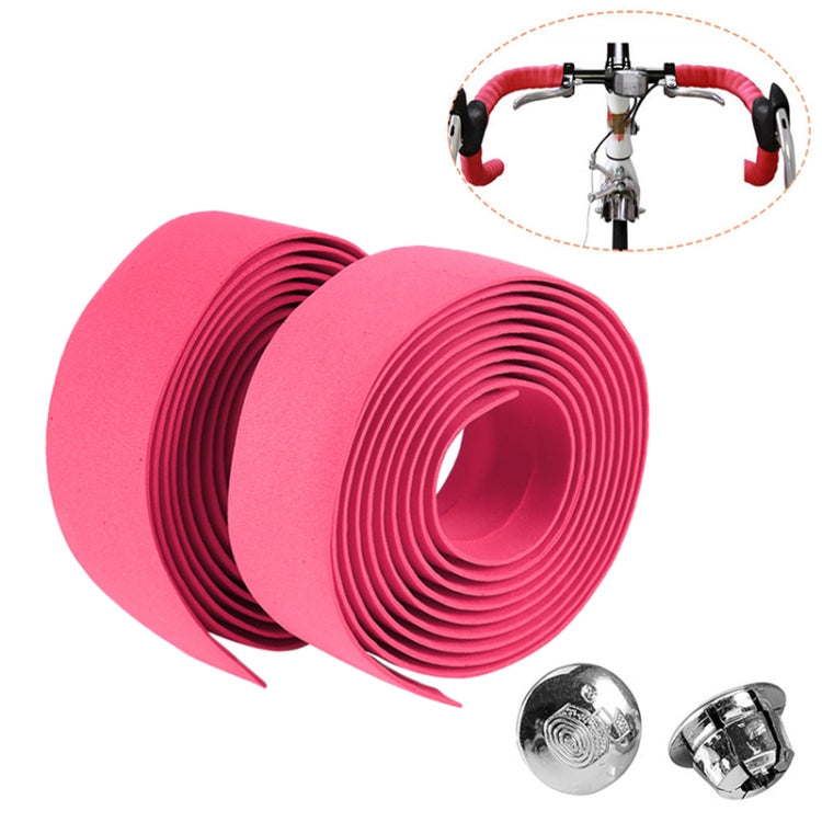1 Pair Cycling Road Bike Sports Bicycle Cork Handlebar Tape Wrap + 2 Bar Plug, 2m Yellow, 2m Black, 2m Pink, 2m Green, 2m Blue, 2m Red, 2m White