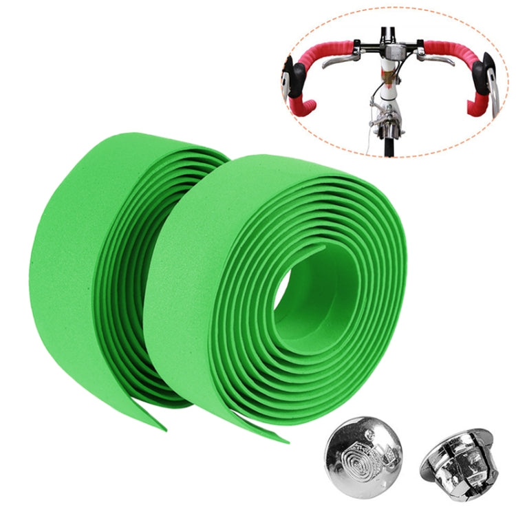 1 Pair Cycling Road Bike Sports Bicycle Cork Handlebar Tape Wrap + 2 Bar Plug, 2m Yellow, 2m Black, 2m Pink, 2m Green, 2m Blue, 2m Red, 2m White