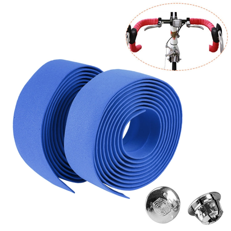 1 Pair Cycling Road Bike Sports Bicycle Cork Handlebar Tape Wrap + 2 Bar Plug, 2m Yellow, 2m Black, 2m Pink, 2m Green, 2m Blue, 2m Red, 2m White