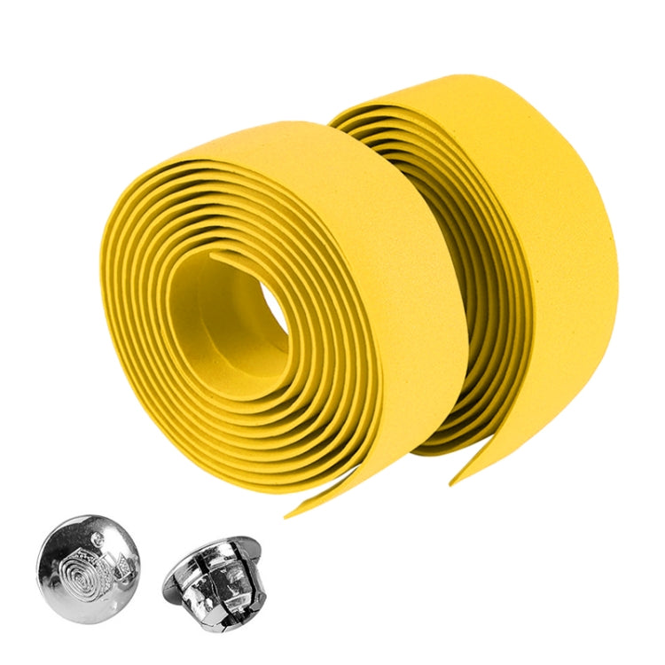 1 Pair Cycling Road Bike Sports Bicycle Cork Handlebar Tape Wrap + 2 Bar Plug, 2m Yellow, 2m Black, 2m Pink, 2m Green, 2m Blue, 2m Red, 2m White