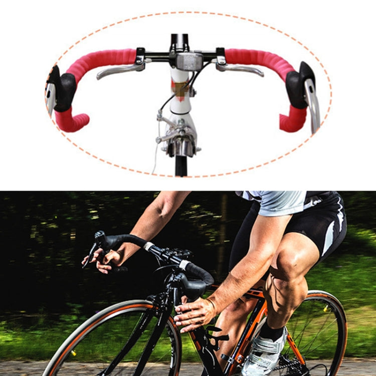 1 Pair Cycling Road Bike Sports Bicycle Cork Handlebar Tape Wrap + 2 Bar Plug, 2m Yellow, 2m Black, 2m Pink, 2m Green, 2m Blue, 2m Red, 2m White