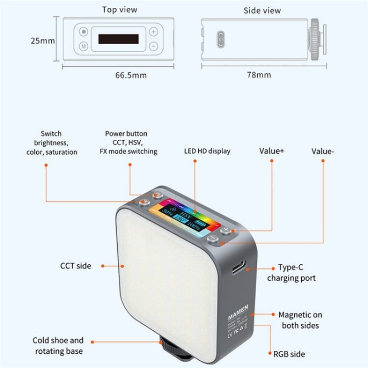 D01 Dimmable Photography LED Fill Light Portable Mini Camera Phone RGB Fill Light, D01
