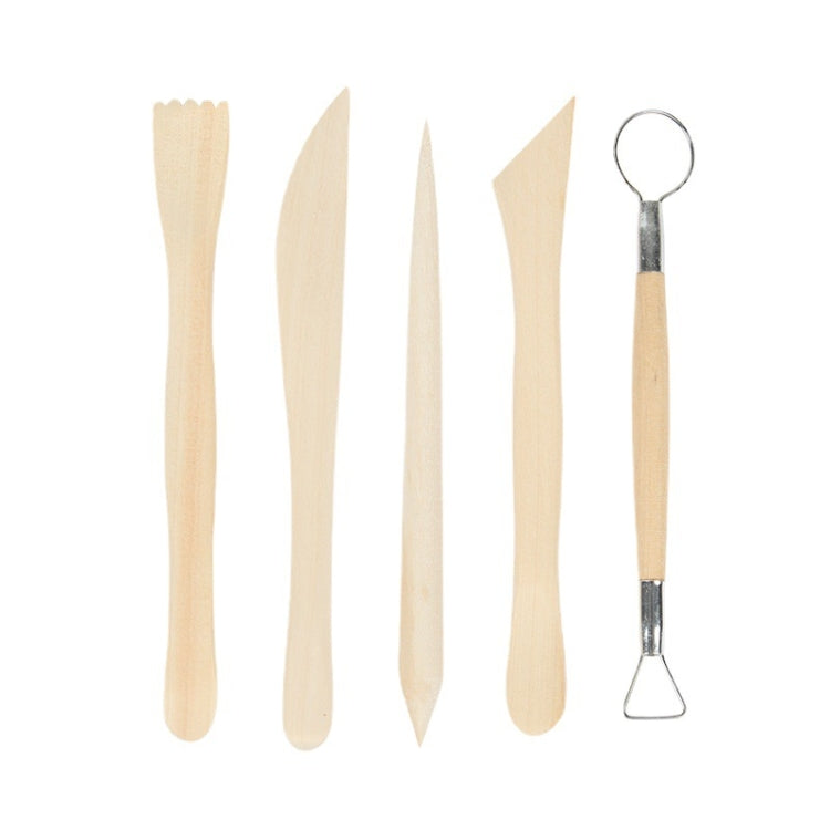 0035 5 in 1 Clay Sculpture Wooden Pottery Knife Set, 5 in 1