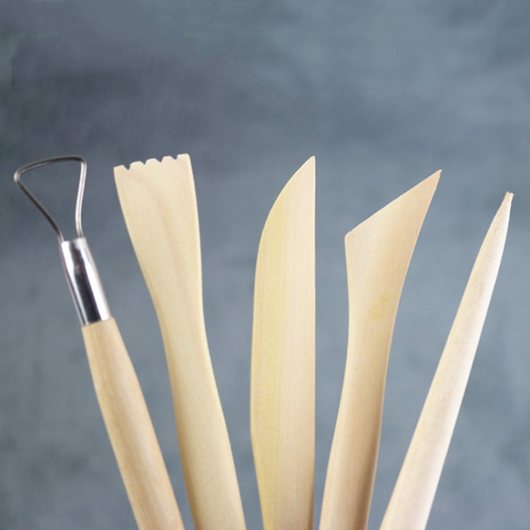 0035 5 in 1 Clay Sculpture Wooden Pottery Knife Set, 5 in 1