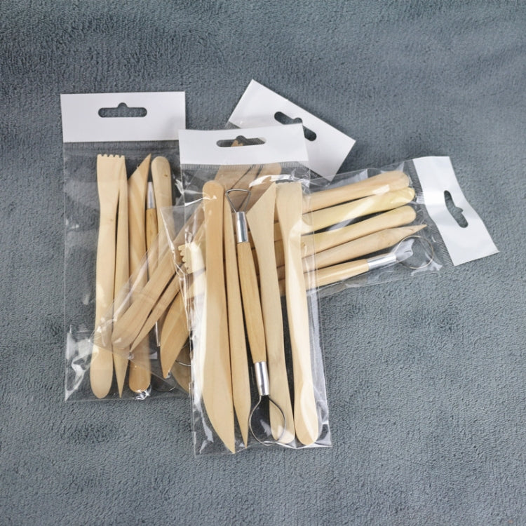 0035 5 in 1 Clay Sculpture Wooden Pottery Knife Set, 5 in 1