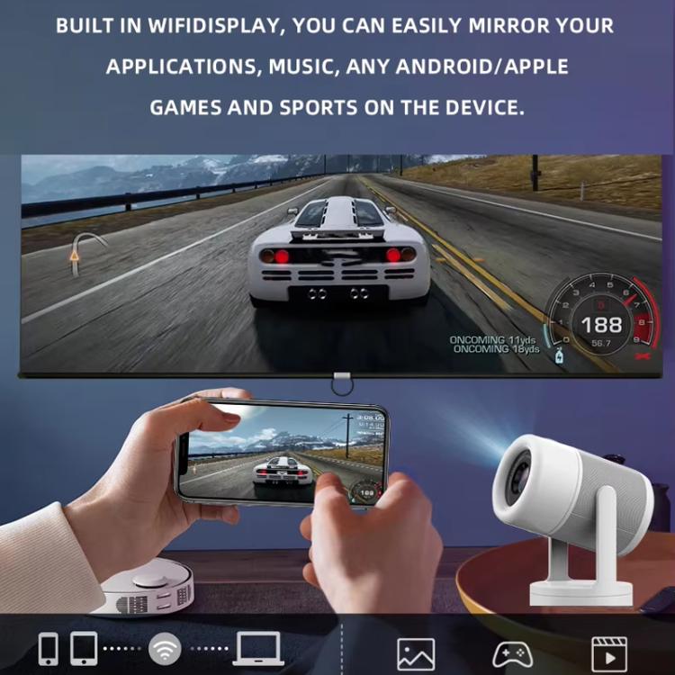 J1 1280 X 720P Projector WiFi 6 Android 11 System Supports Mirroring Screen, EU Plug, US Plug, UK Plug, AU Plug