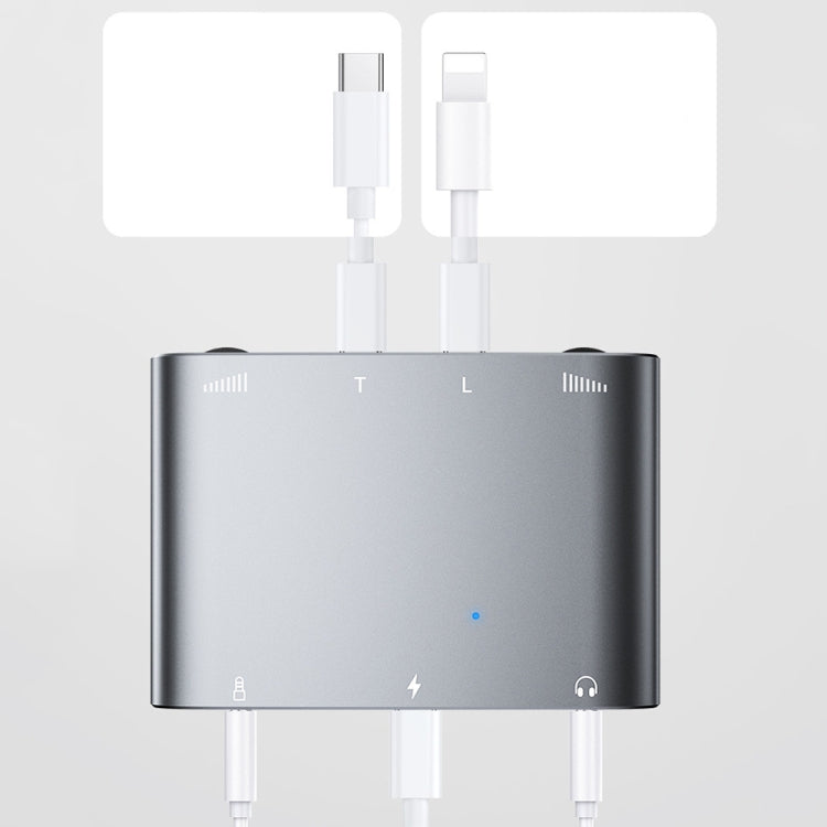 2 In 1 8 Pin+Type-C/USB-C Stereo Dual Channel Sound Card Live Converter, 2 In 1