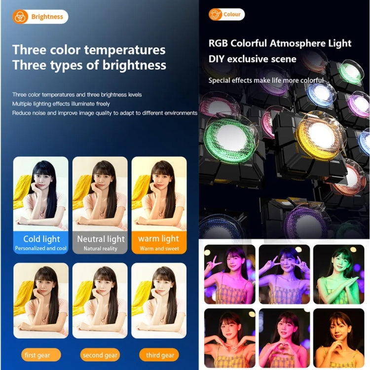 D2 Pro Mini RGB Fill Light Pocket Light with Mobile Phone Holder