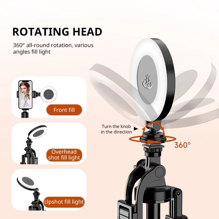 2m Metal Tripod Selfie Stick With 4 Expansion Interfaces & D07 Fill Light for Phone Camera, With D07 Fill Light