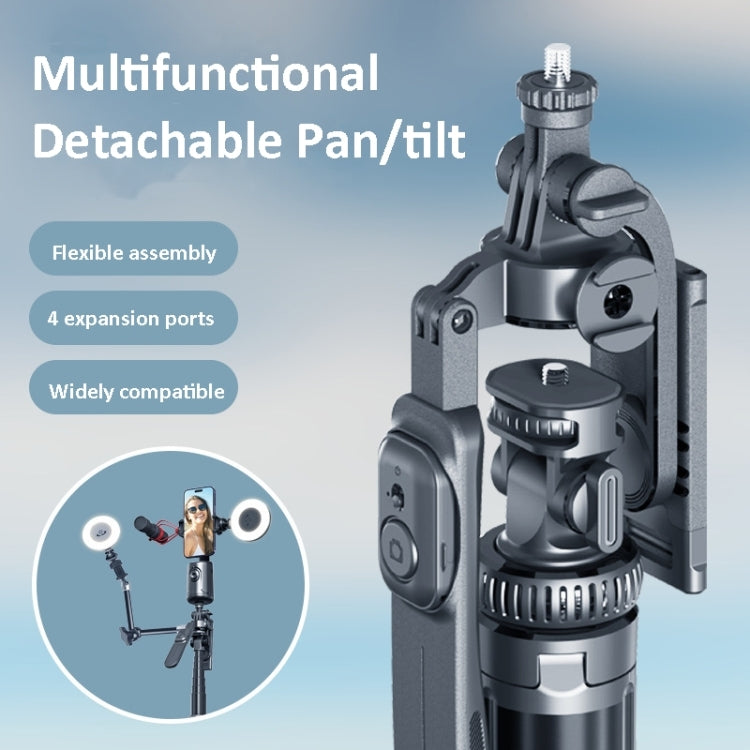 2m Metal Tripod Selfie Stick With 4 Expansion Interfaces & D07 Fill Light for Phone Camera, With D07 Fill Light