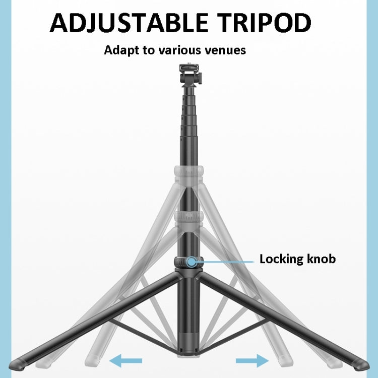 2m Metal Tripod Selfie Stick With 4 Expansion Interfaces & D07 Fill Light for Phone Camera, With D07 Fill Light
