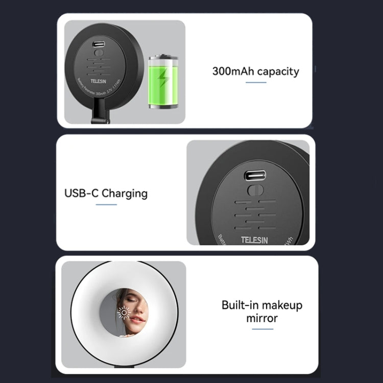 TELESIN Magnetic Selfie Light Rechargeable Reversible Design Fill Light, P5-BGD-01