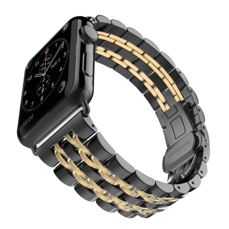 22mm Men Hidden Butterfly Buckle 7 Beads Stainless Steel Watch Band For Apple Watch 42mm, 22mm Men