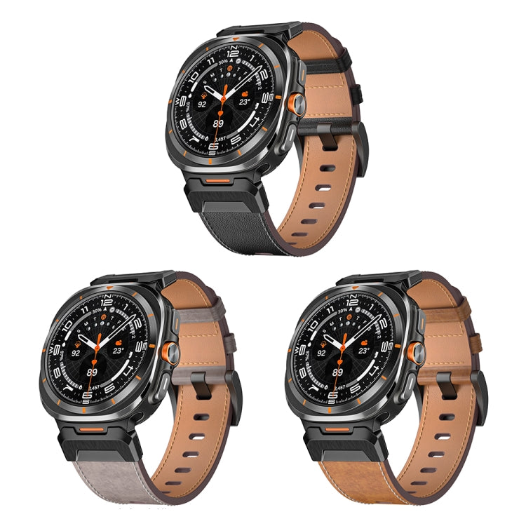 Mecha Style Leather Watch Band, For Samsung Galaxy Watch Ultra 47mm