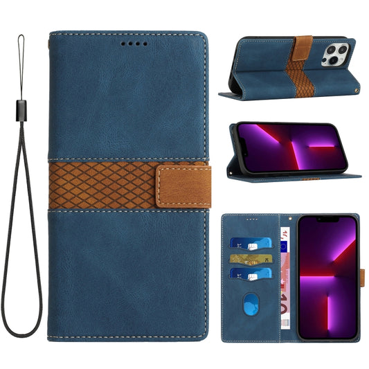 Grid Stitching Leather Phone Case with Lanyard, For iPhone 14 Pro Max, For iPhone SE 2022 / 2020, For iPhone 13 Pro Max, For iPhone 13 Pro, For iPhone 13, For iPhone 13 mini, For iPhone 12 / 12 Pro, For iPhone 12 Pro Max, For iPhone 12 mini������������...