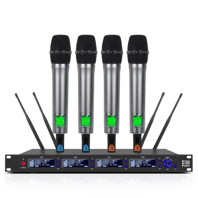 XTUGA M6604S-H Diversity Wireless Microphone System 4 Channel UHF Handheld Microphone, M6604S-H