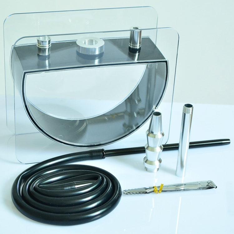 Acrylic Half Round Pot Double Pipe Hookah Set, Half Round Double Pipe
