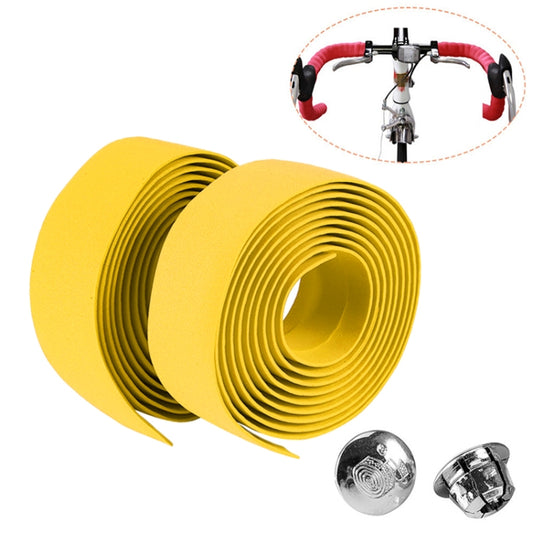 1 Pair Cycling Road Bike Sports Bicycle Cork Handlebar Tape Wrap + 2 Bar Plug, 2m Yellow, 2m Black, 2m Pink, 2m Green, 2m Blue, 2m Red, 2m White