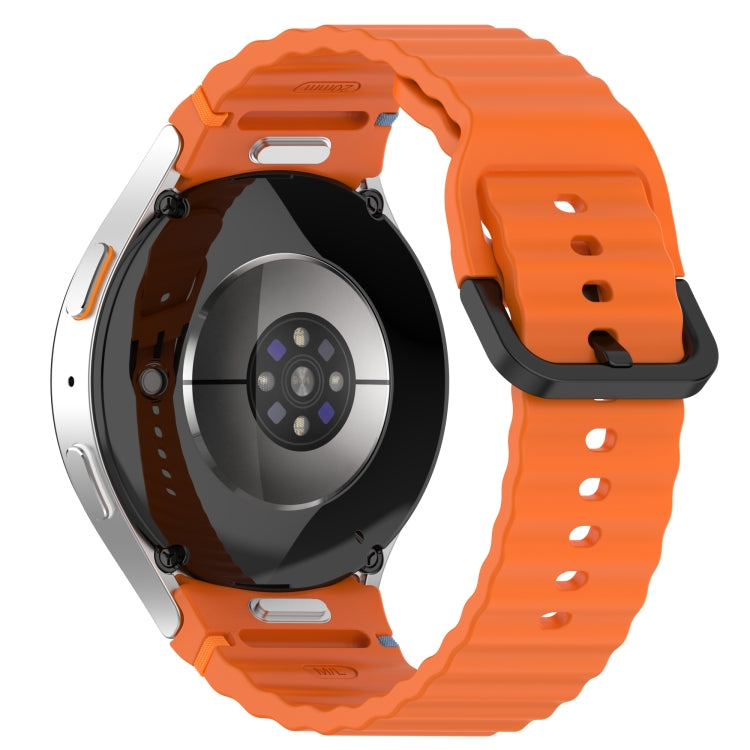 Wavy Grain Stitched Black Buckle Silicone Watch Band, For Samsung Galaxy Watch FE 40mm, For Samsung Galaxy Watch 7 40 / 44mm, For Samsung Galaxy Watch 6 Classic 43 / 47mm, For Samsung Galaxy Watch 6 40 / 44mm