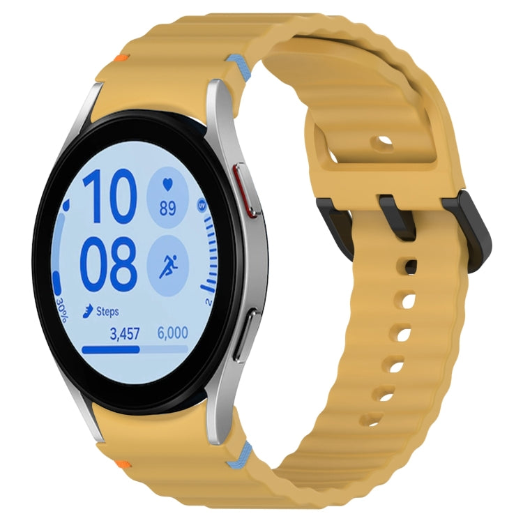 Wavy Grain Stitched Black Buckle Silicone Watch Band, For Samsung Galaxy Watch FE 40mm, For Samsung Galaxy Watch 7 40 / 44mm, For Samsung Galaxy Watch 6 Classic 43 / 47mm, For Samsung Galaxy Watch 6 40 / 44mm