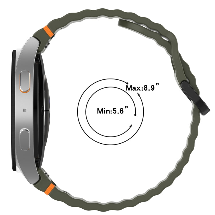 Wavy Grain Stitched Black Buckle Silicone Watch Band, For Samsung Galaxy Watch FE 40mm, For Samsung Galaxy Watch 7 40 / 44mm, For Samsung Galaxy Watch 6 Classic 43 / 47mm, For Samsung Galaxy Watch 6 40 / 44mm