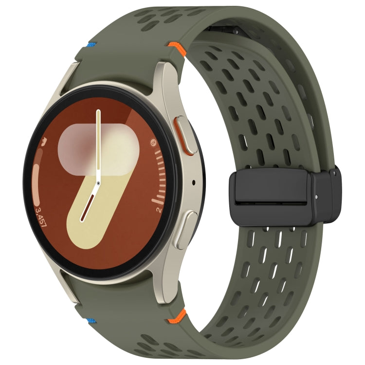Holes Style Stitched Folding Buckle Silicone Watch Band, For Samsung Galaxy Watch 7 40 / 44mm