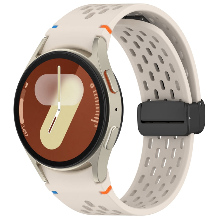 Holes Style Stitched Folding Buckle Silicone Watch Band, For Samsung Galaxy Watch 7 40 / 44mm