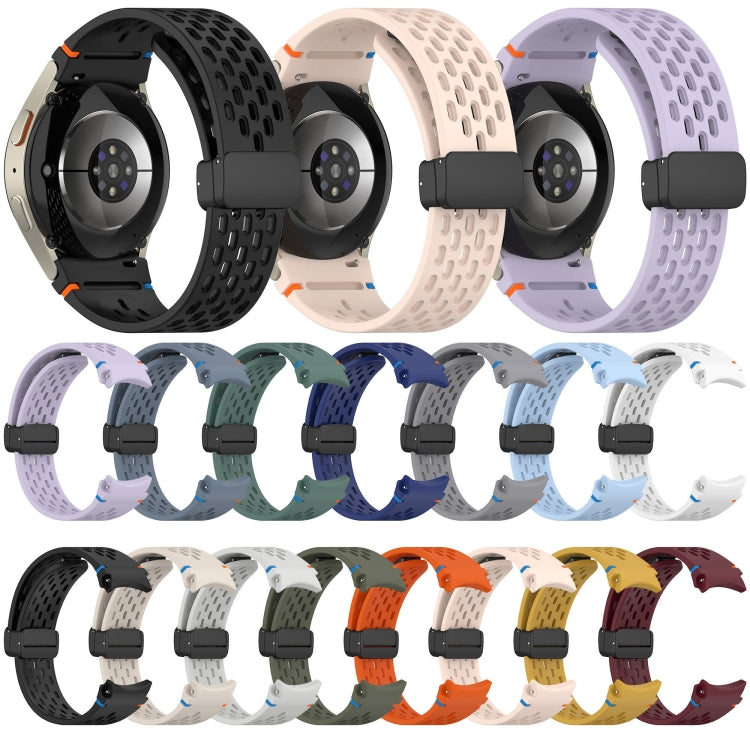 Holes Style Stitched Folding Buckle Silicone Watch Band, For Samsung Galaxy Watch 7 40 / 44mm