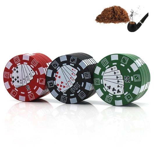 Small Chip Poker sigarete Crusher Zinc Alloy 3 Layer Metal Grinder Random Color Delivery, Small Grinder