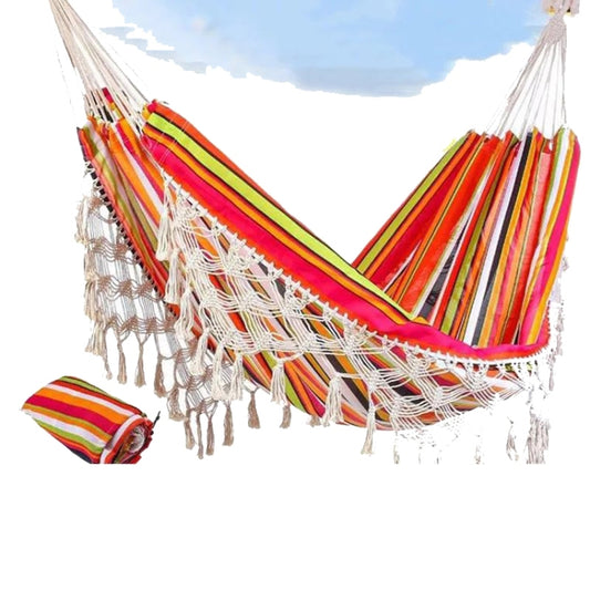 Outdoor Camping Hammock Tassel Polyester Cloth Hammock, 200x150cm Yellow Pink Stripes, 200x150cm Blue Stripes, 200x150cm Yellow Purple Stripes