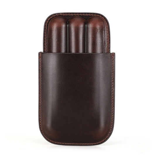 CF5003 Outdoor Travel Portable Cigar Humidor Leather Cigar Cover Can Hold 3 Cigars, CF5003