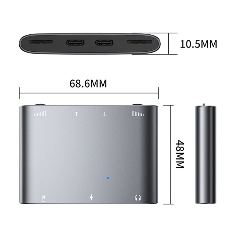 2 In 1 8 Pin+Type-C/USB-C Stereo Dual Channel Sound Card Live Converter, 2 In 1