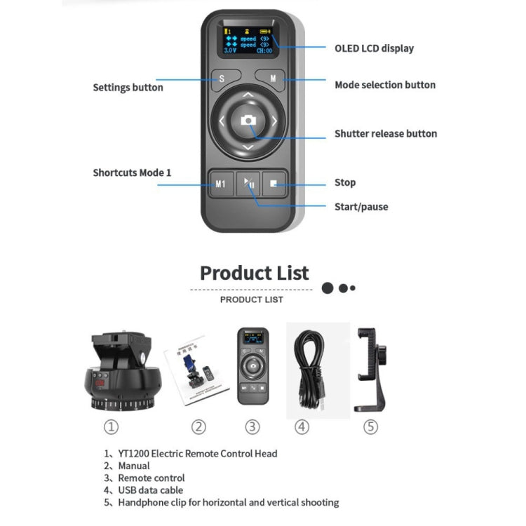 Desiontal YT1200 Electric Gimbal Multifunctional Live Dual-Shaft Control, YT1200