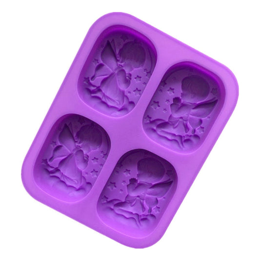 4 Grids Male And Female Angel Soap Mould Silicone Cake Mold, 4 Grids Angel