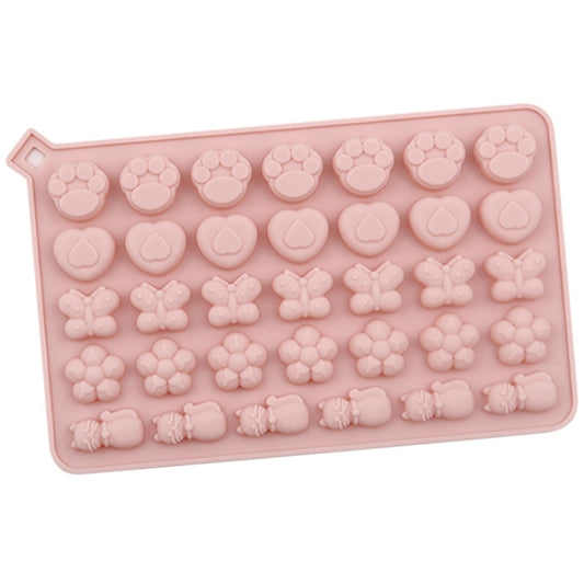 34 Grids Cats Butterfly Flower Silicone Mould DIY Cookie And Candy Decoration Molds, 34 Grids Cats Butterfly Flower