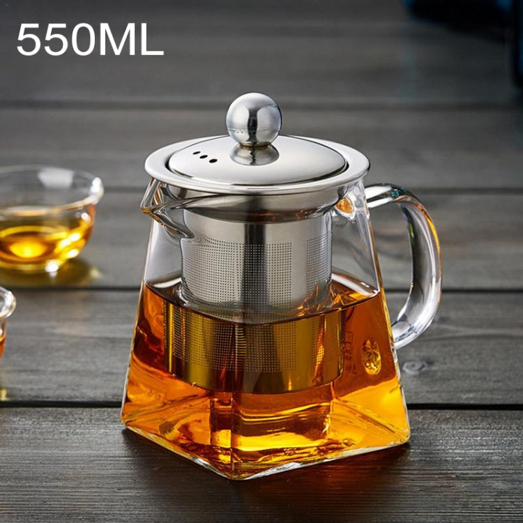 Stainless Steel Clear Heat Resistant Glass Filter Tea Pot, Capacity: 550ml, Capacity: 550ml