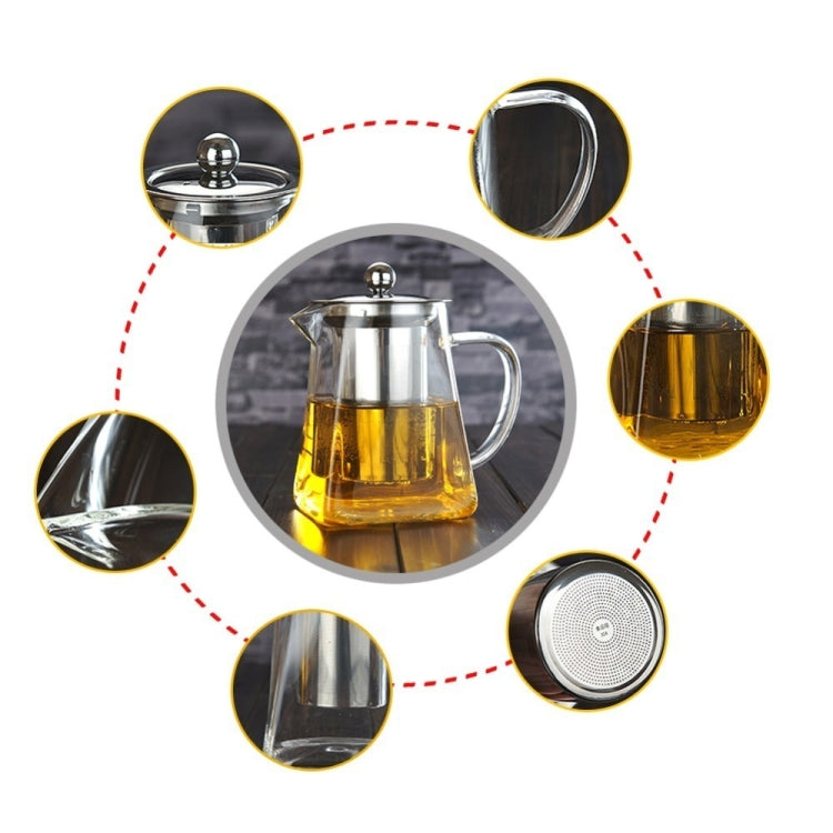 Stainless Steel Clear Heat Resistant Glass Filter Tea Pot, Capacity: 550ml, Capacity: 550ml
