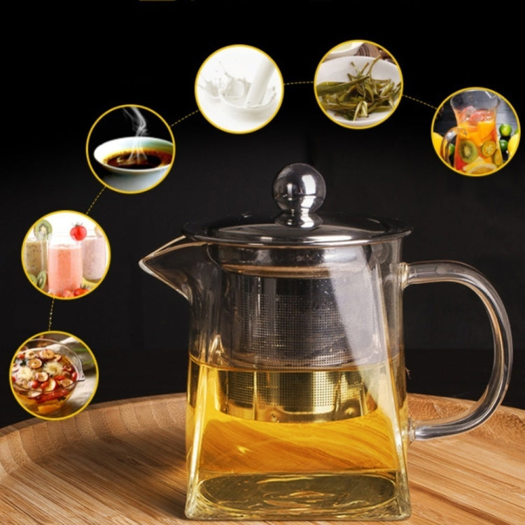 Stainless Steel Clear Heat Resistant Glass Filter Tea Pot, Capacity: 550ml, Capacity: 550ml